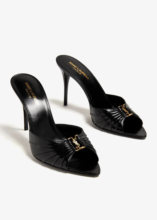 BLACK LEATHER HEELS