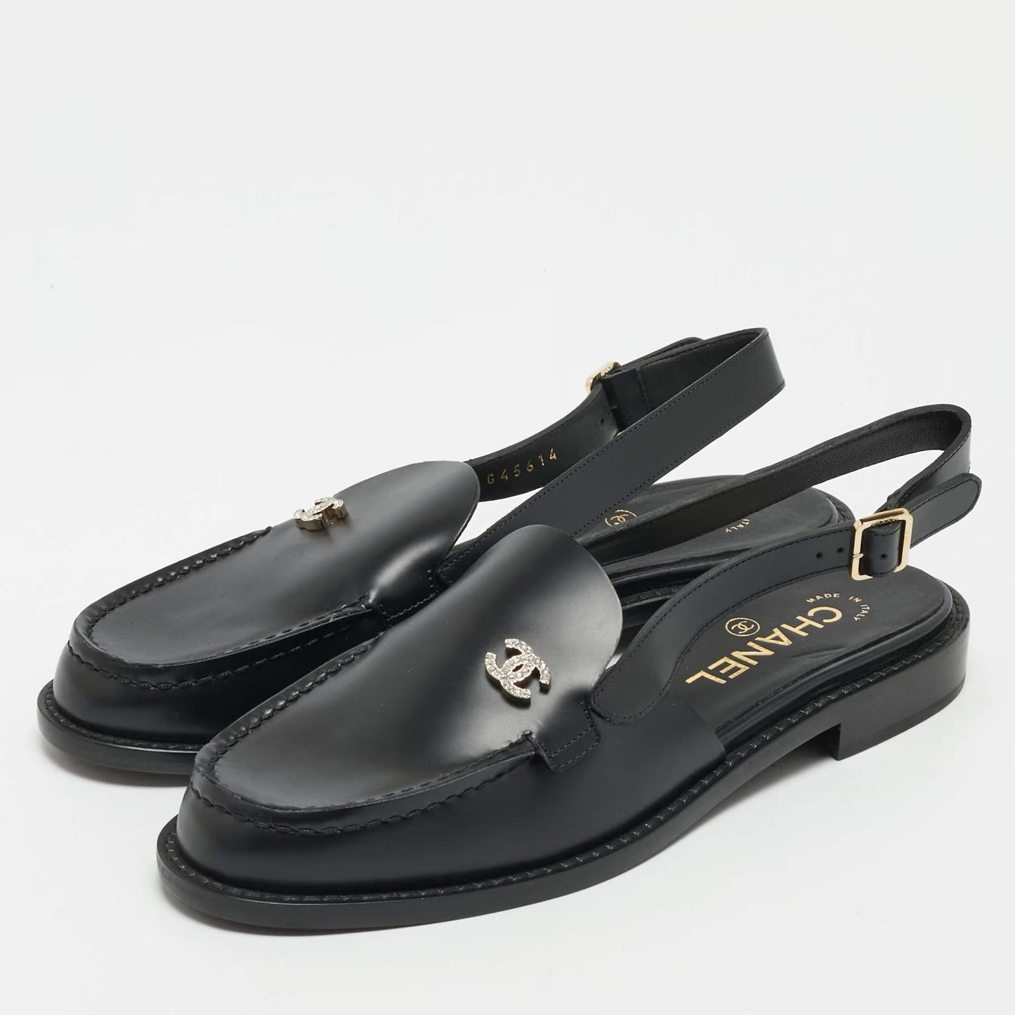 Slingback Flache Schwarz Loafer