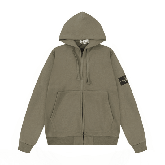 Stone Monogram Zip Hoodie